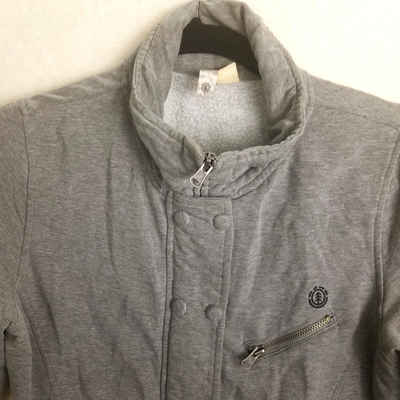 Element Gray Fleece Lined Full Zip Snaps Jacket Women's L Mock Neck Pockets - Picture 3 of 8